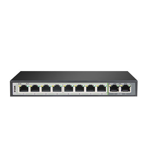 250M 10-Port Unmanaged Gigabit Switch with 8 PoE Ports (100W) and 1-2 Uplink Ports