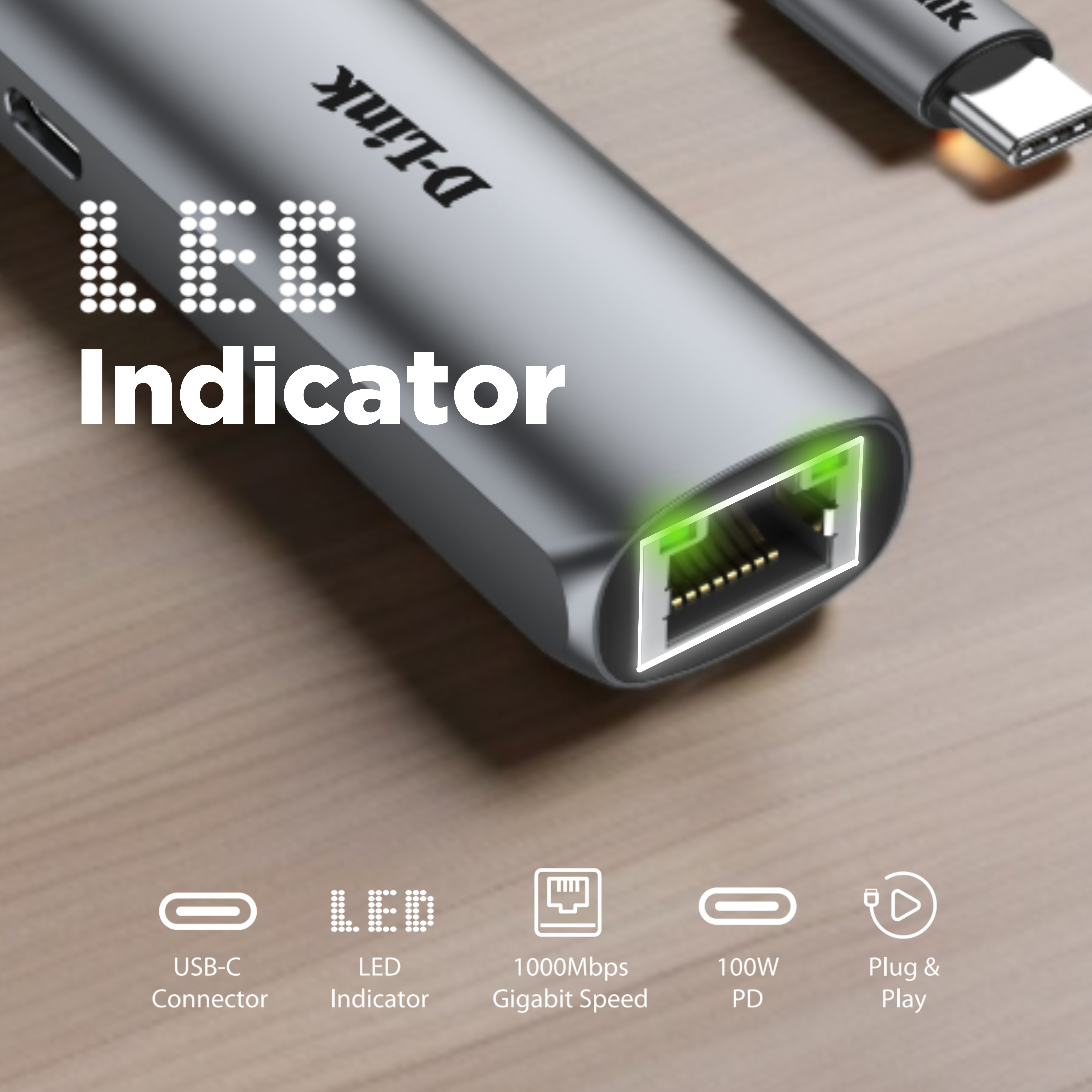 USB-C to Gigabit Ethernet Adapter with 100W Power Delivery