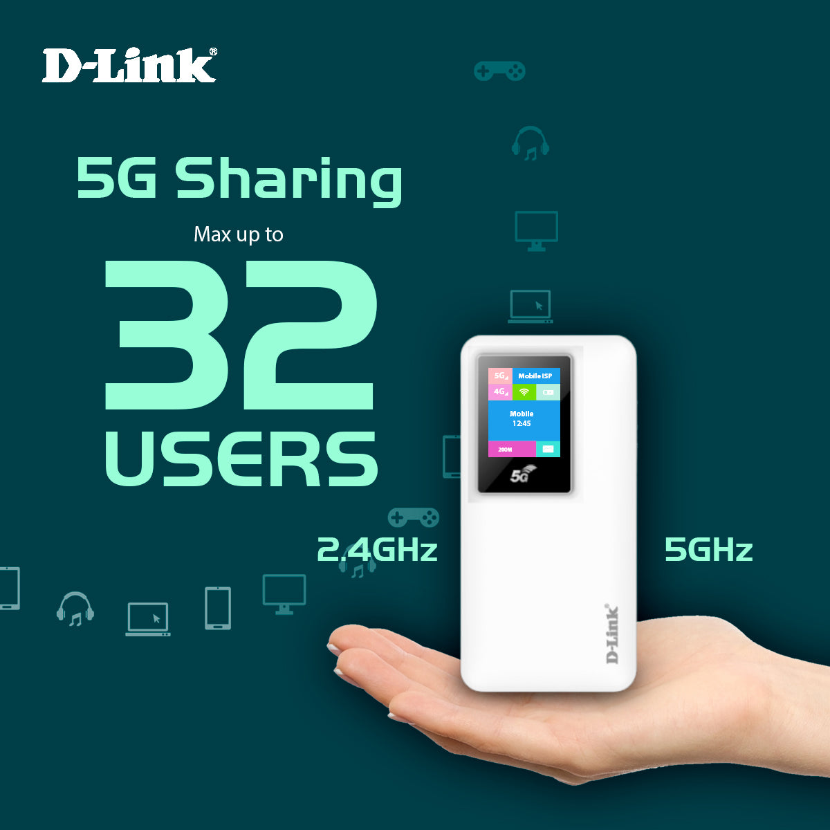 5G Mobile Router Wi-Fi Hostpot | 5G NR SA and NSA MiFi | 5G/4G/LTE | 10000mAH | upto 32 devices | DWR-900V