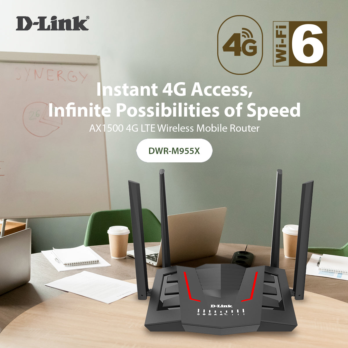 DWR-M955X | 4G LTE Wi-Fi 6 AX1500 Gigabit Mobile Router