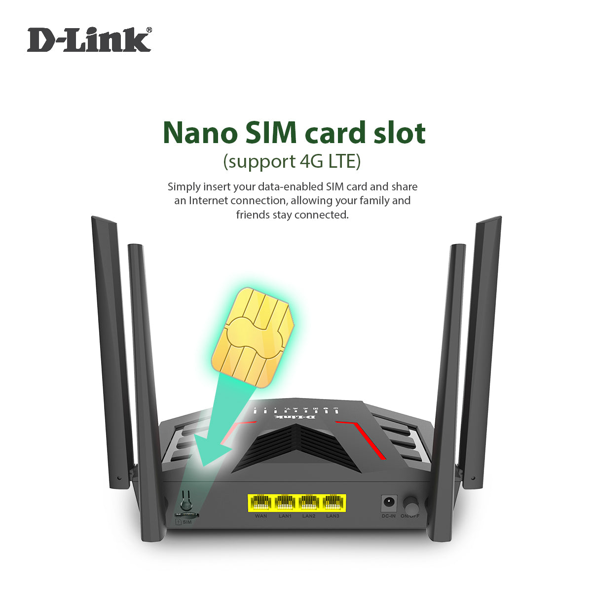 DWR-M955X | 4G LTE Wi-Fi 6 AX1500 Gigabit Mobile Router