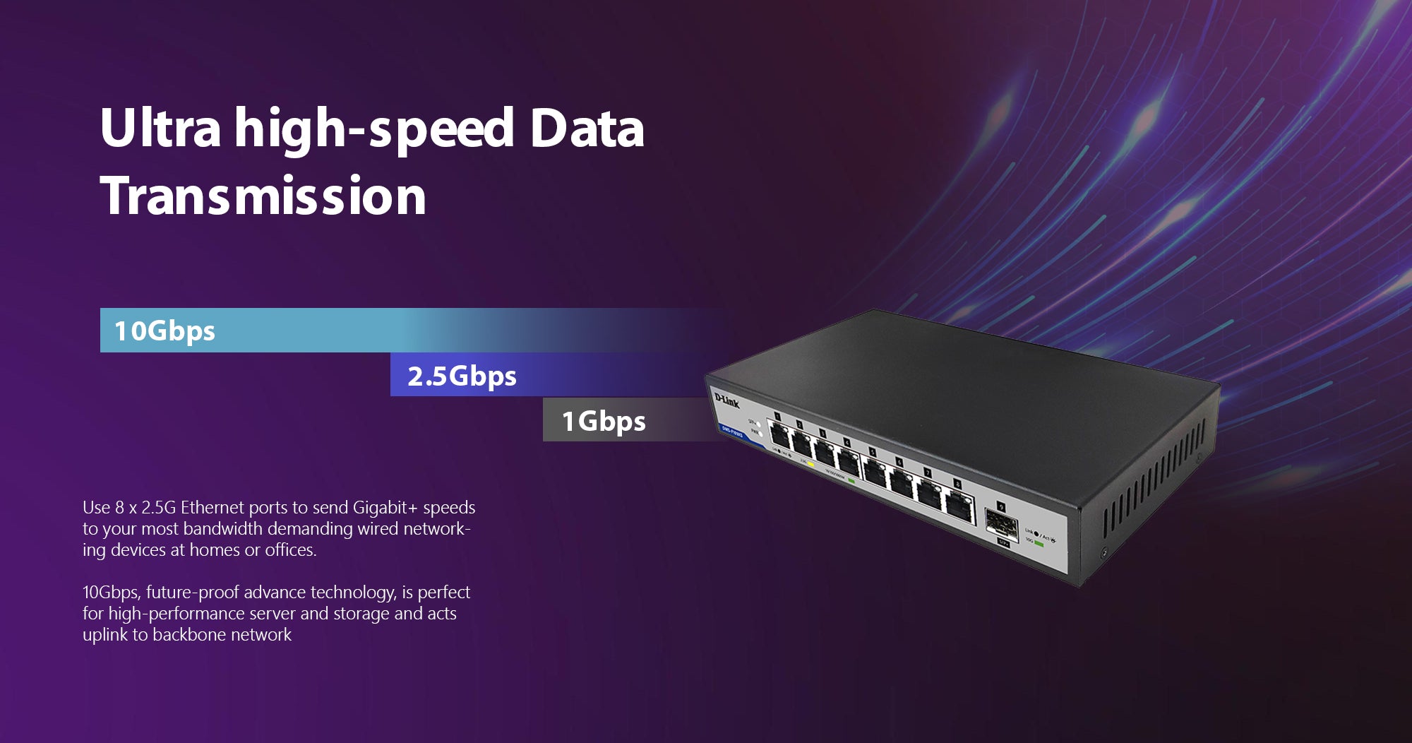 9-Port 2.5G/10G Multi-Gigabit (MG) Desktop Switch | DMS-F109XS