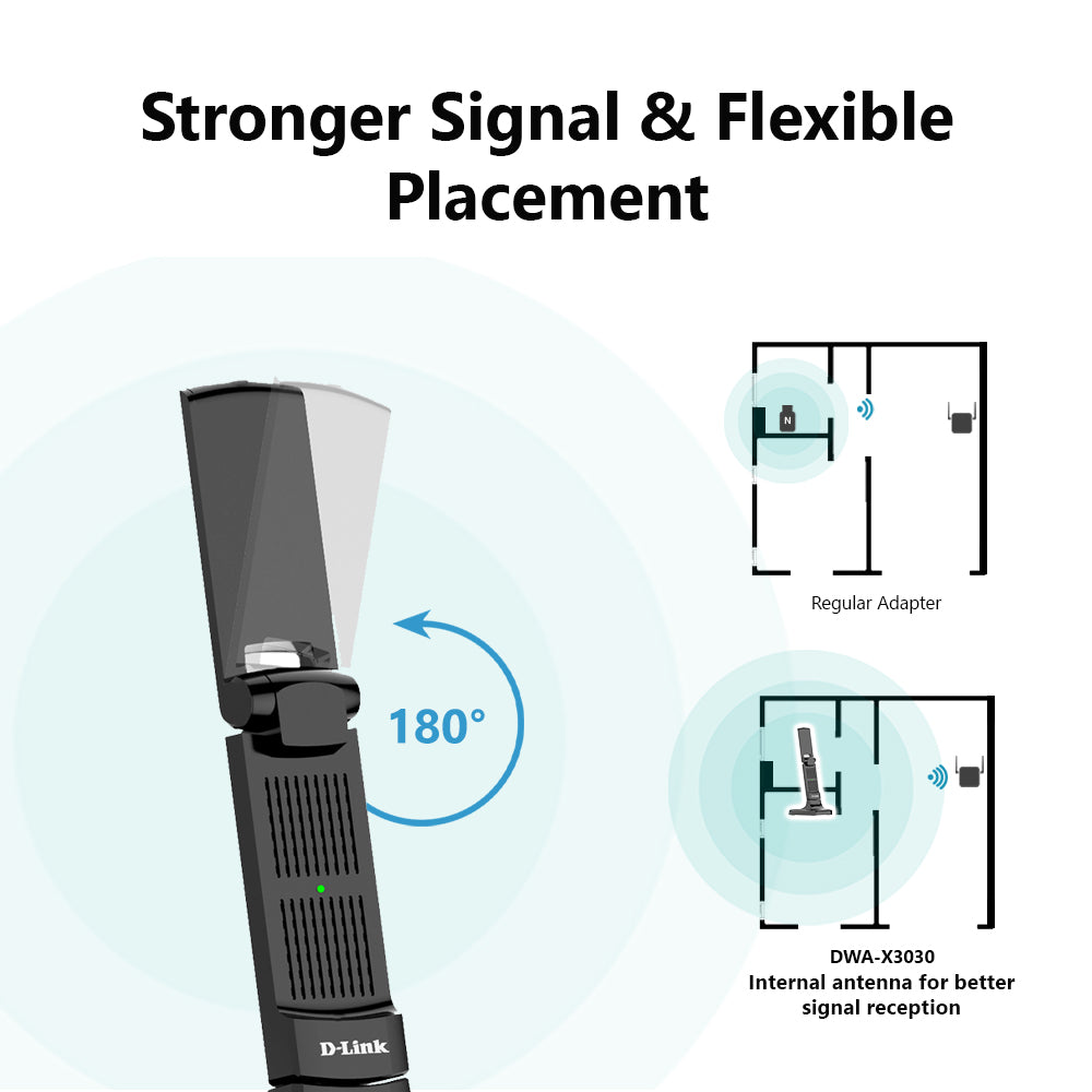 Wireless AX3000 Wi-Fi 6 High Gain USB 3.0 Adapter | DWA-X3030