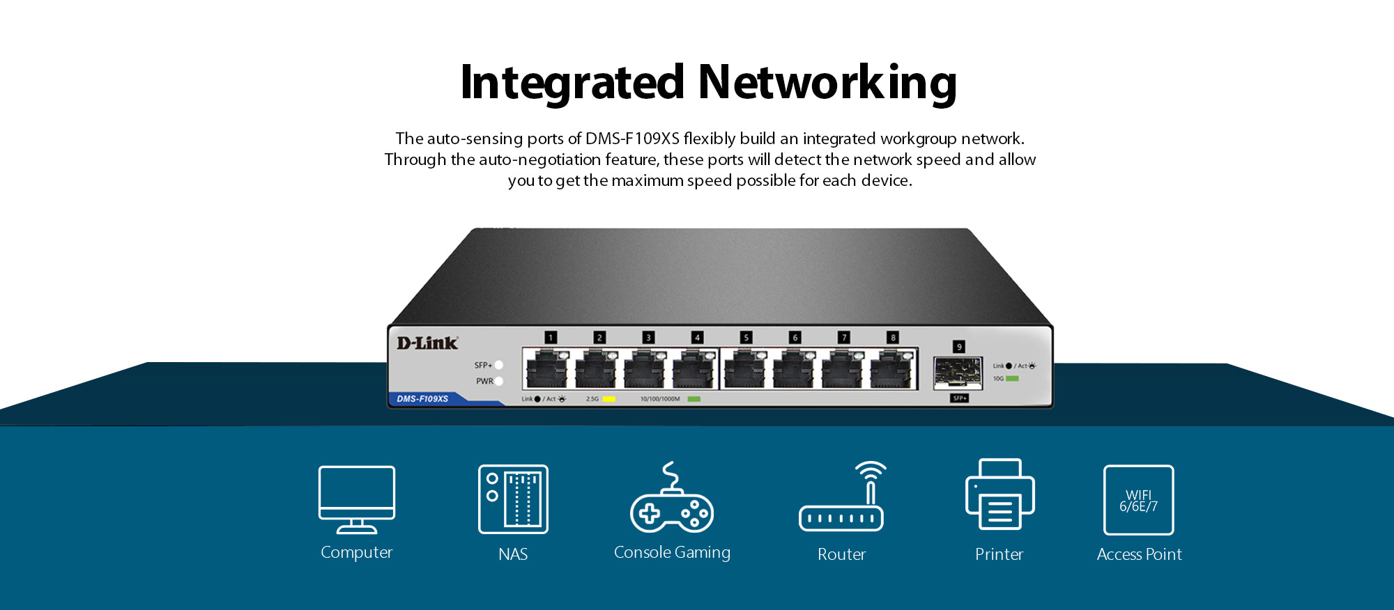 9-Port 2.5G/10G Multi-Gigabit (MG) Desktop Switch | DMS-F109XS