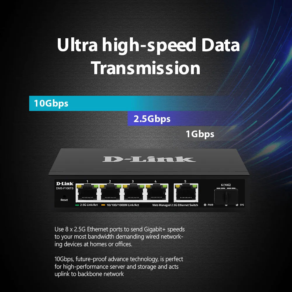5-port 2.5G with 1-Port SFP+ Web Management Desktop Switch