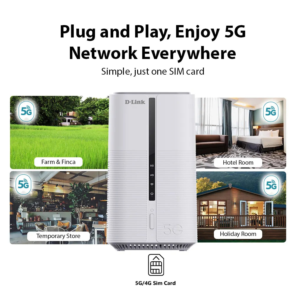 5G NR Wi-Fi 7 BE7200 Multi-Gigabit (MG) VoLTE High-Density Mobile Router | DWR-BE7200G