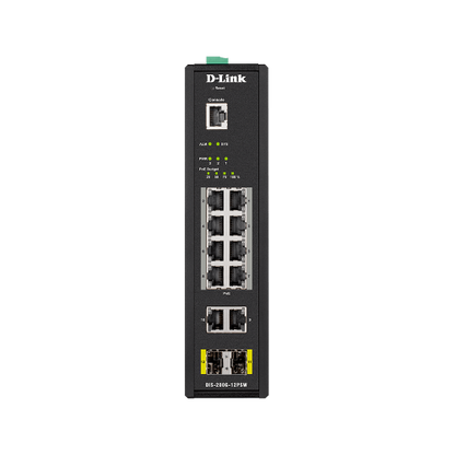 12-Port Gigabit Smart Managed Industrial PoE Switch-Wide Temp-240W PoE Budget