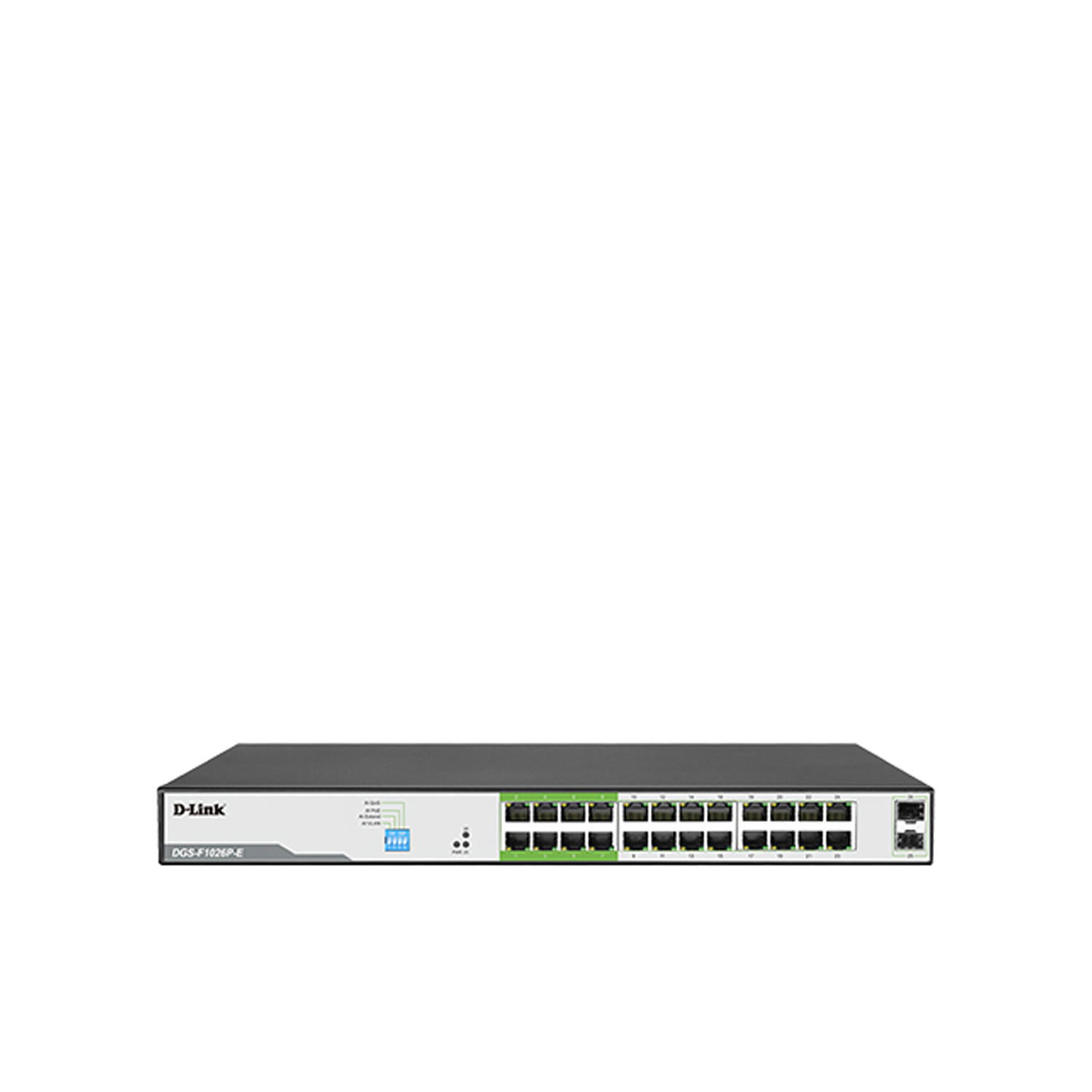 250M 24-Port 1000Mbps PoE Switch with 2 SFP Ports | DGS-F1026P-E