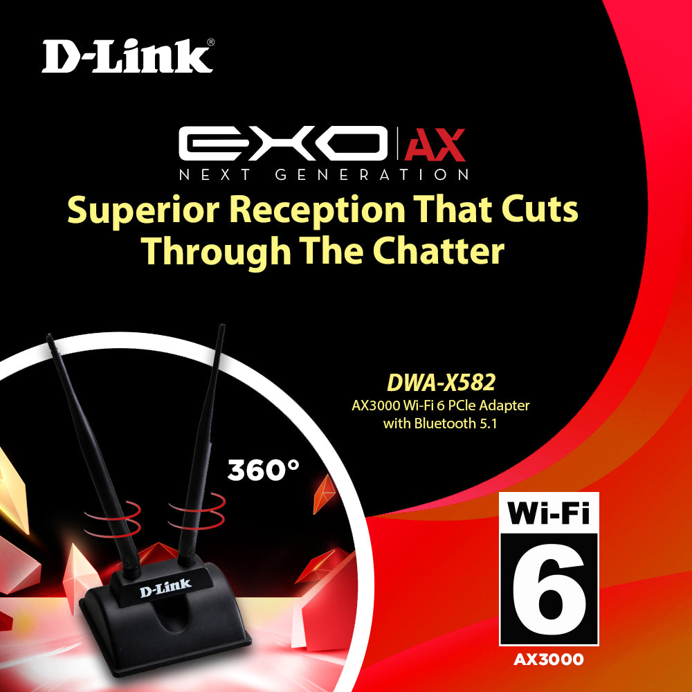 AX3000 WiFi 6 Wireless PCle Adapter with Bluetooth 5.1 | DWA-X582