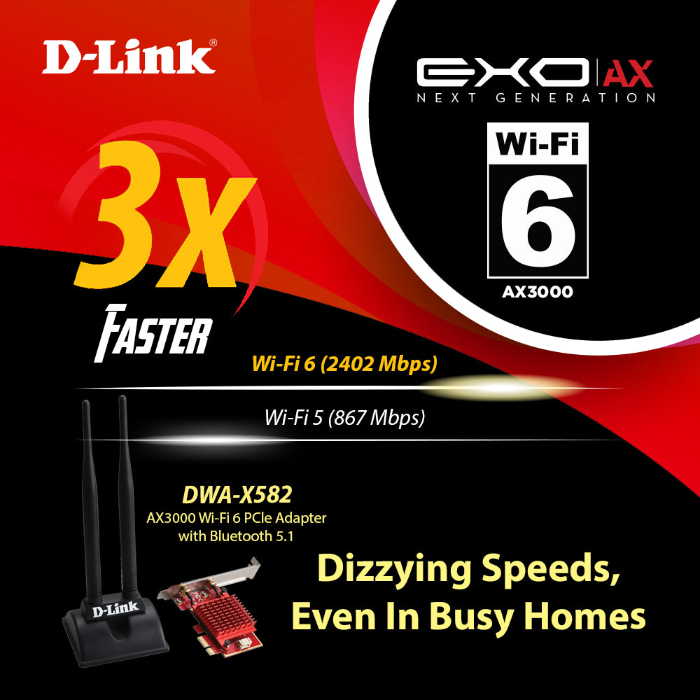 AX3000 WiFi 6 Wireless PCle Adapter with Bluetooth 5.1 | DWA-X582