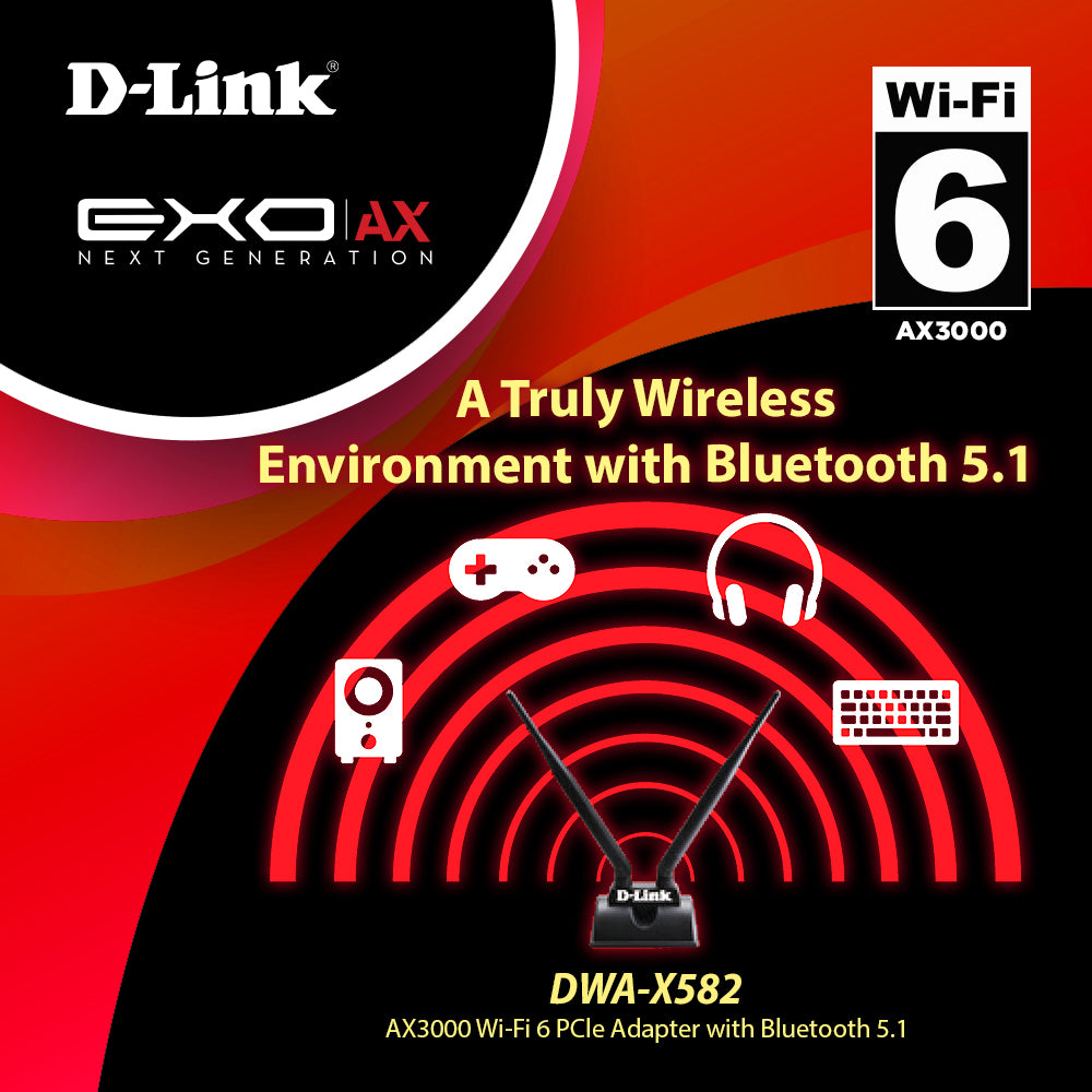 AX3000 WiFi 6 Wireless PCle Adapter with Bluetooth 5.1 | DWA-X582