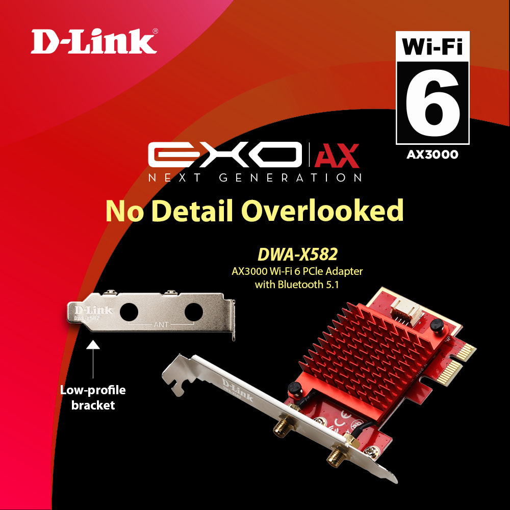 AX3000 WiFi 6 Wireless PCle Adapter with Bluetooth 5.1 | DWA-X582