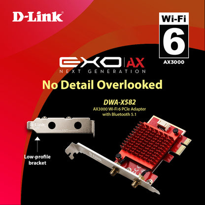 AX3000 WiFi 6 Wireless PCle Adapter with Bluetooth 5.1 | DWA-X582